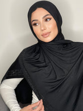 Load image into Gallery viewer, Black Crystal Cotton Mandel Hijab