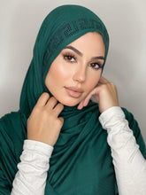 Load image into Gallery viewer, Bottle Green Crystal Cotton Mandel Hijab