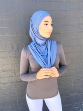 Load image into Gallery viewer, Light Jeans Blue Two Piece Cotton Hijab