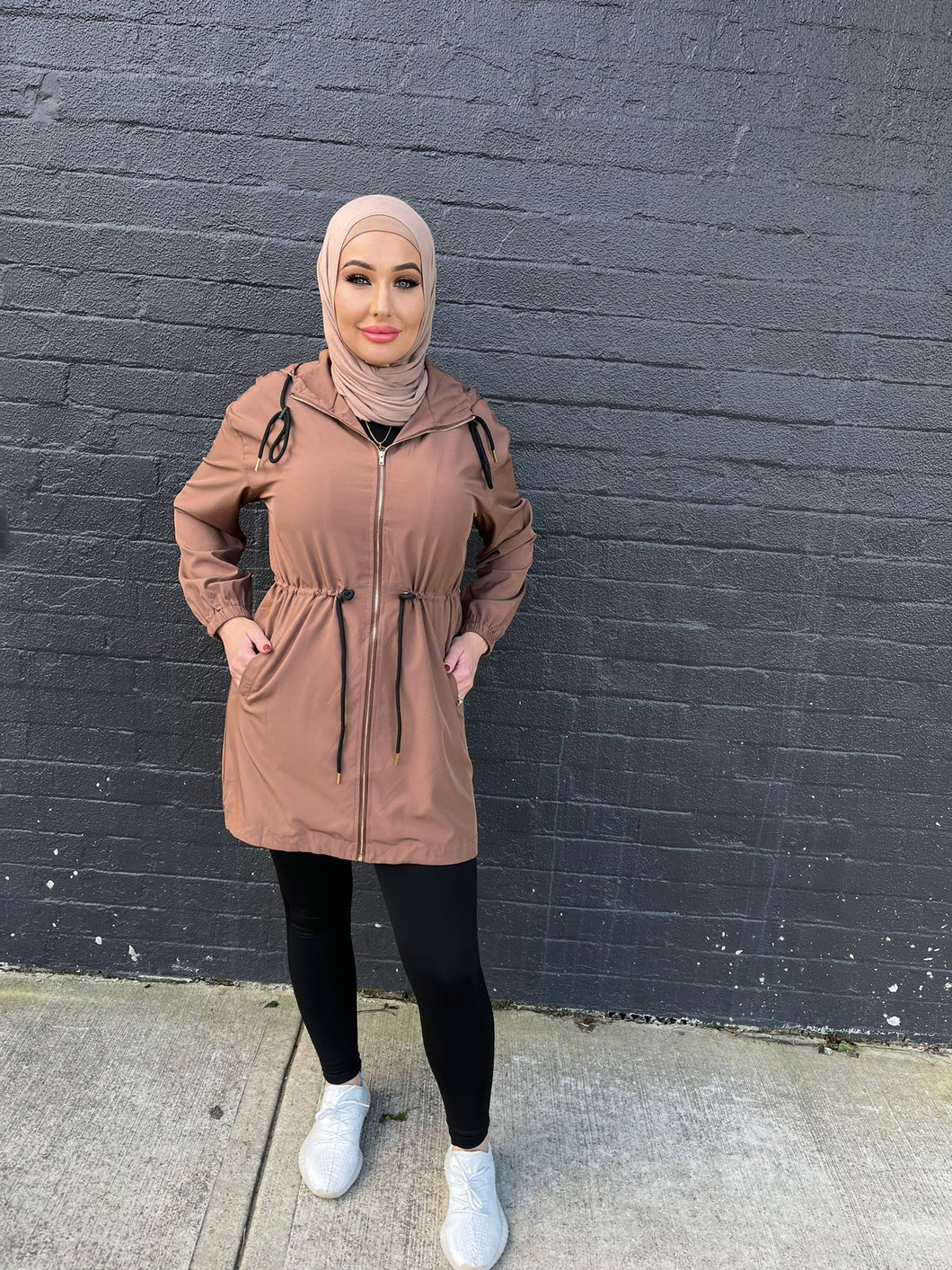 Tan Weather Jacket With Hood