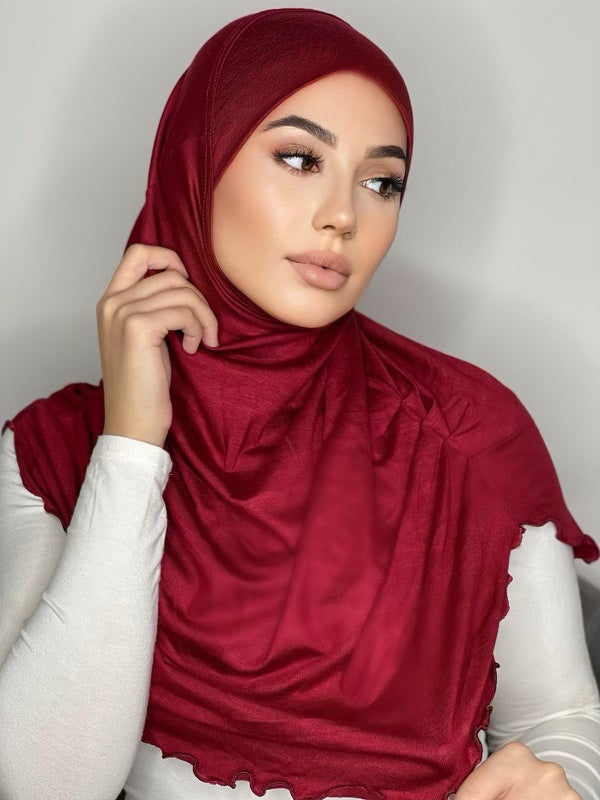 Burgundy Zami One Piece Cotton Hijab