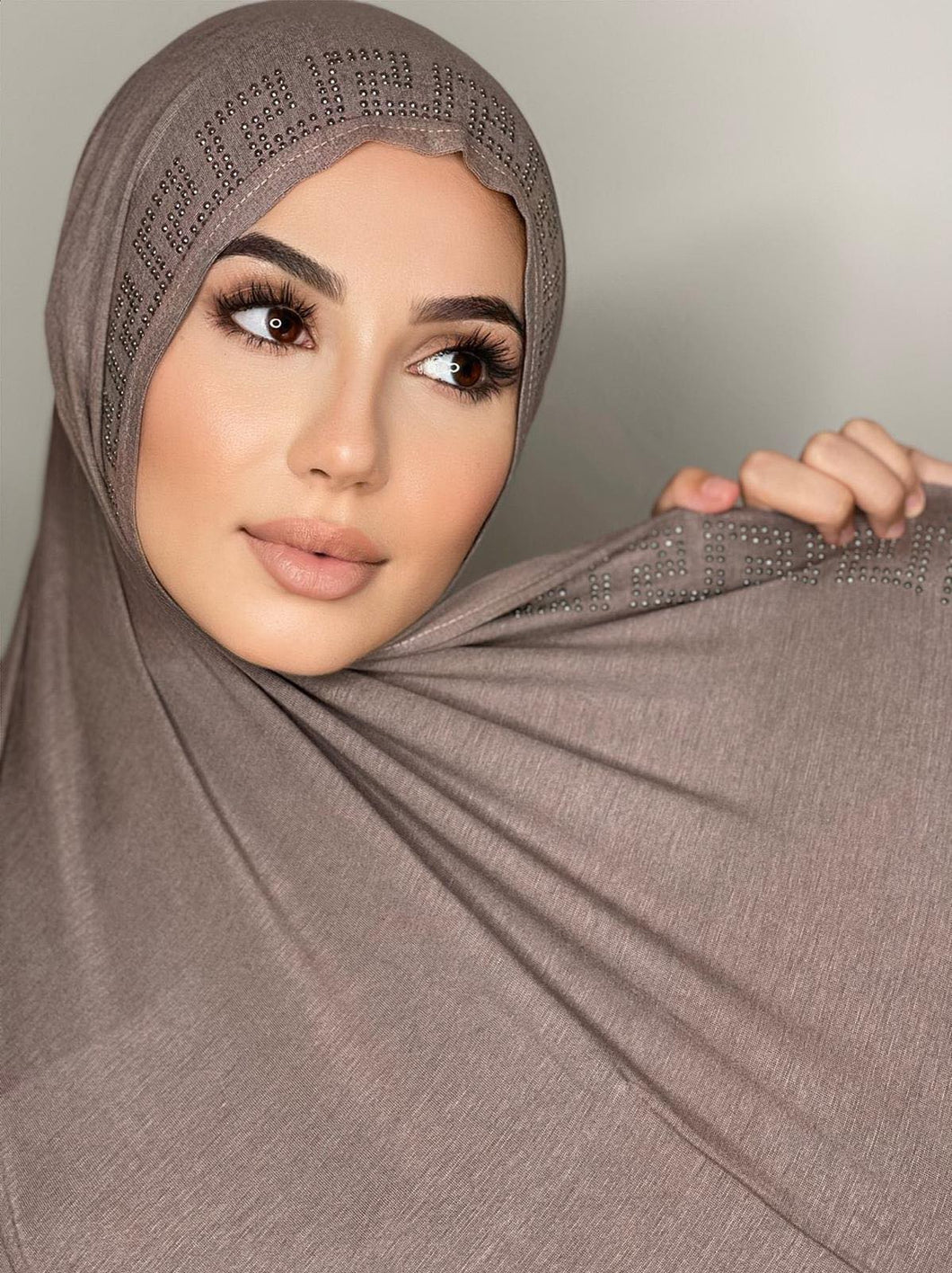 Mocha Crystal Cotton Mandel Hijab