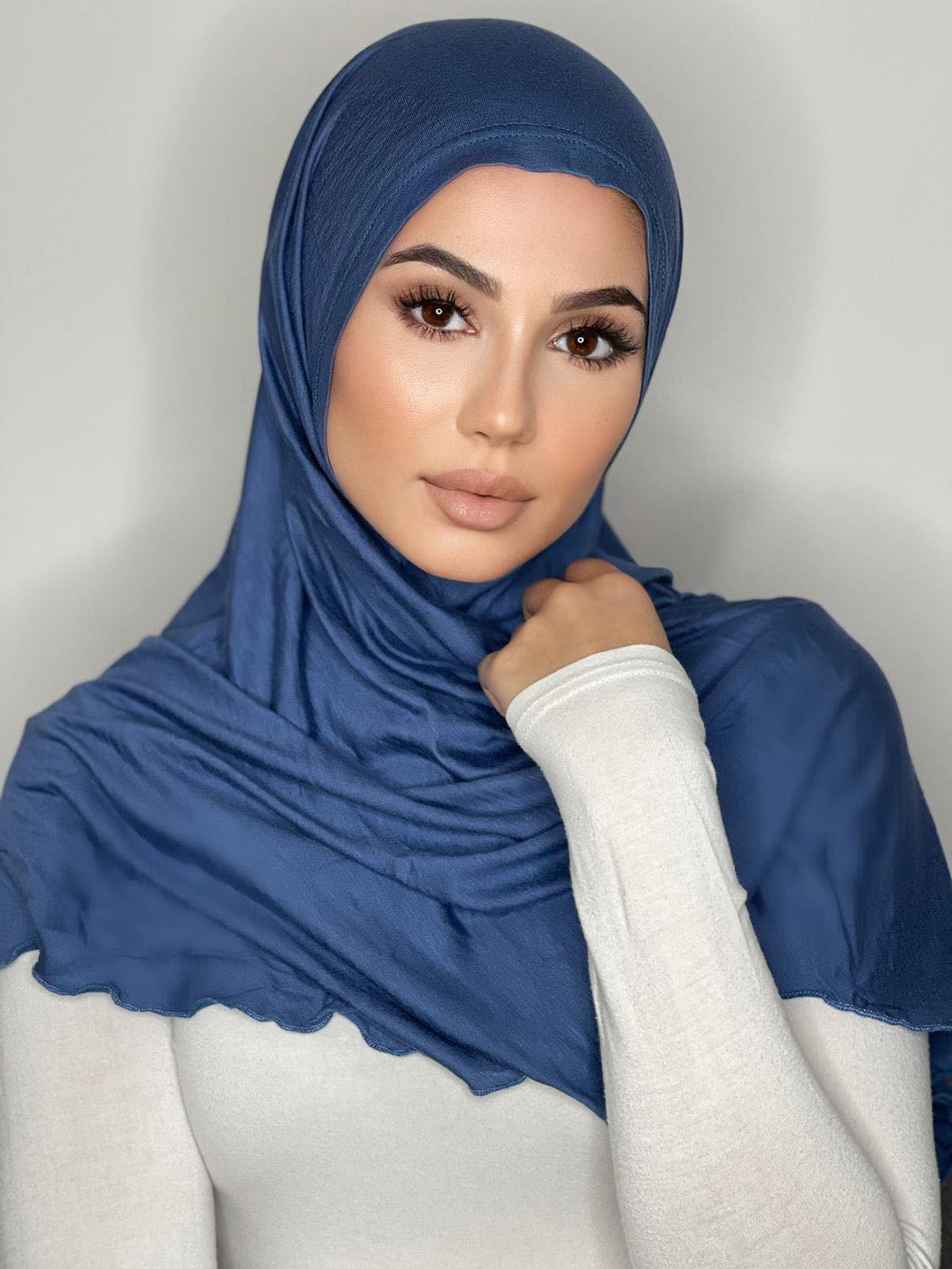 Blue Easy Wrap Cotton Hijab (No Head Band)