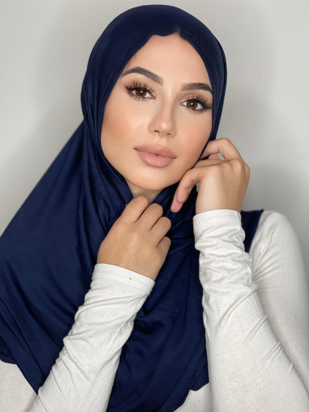 Navy Blue Easy Wrap Cotton Hijab (No Head Band)