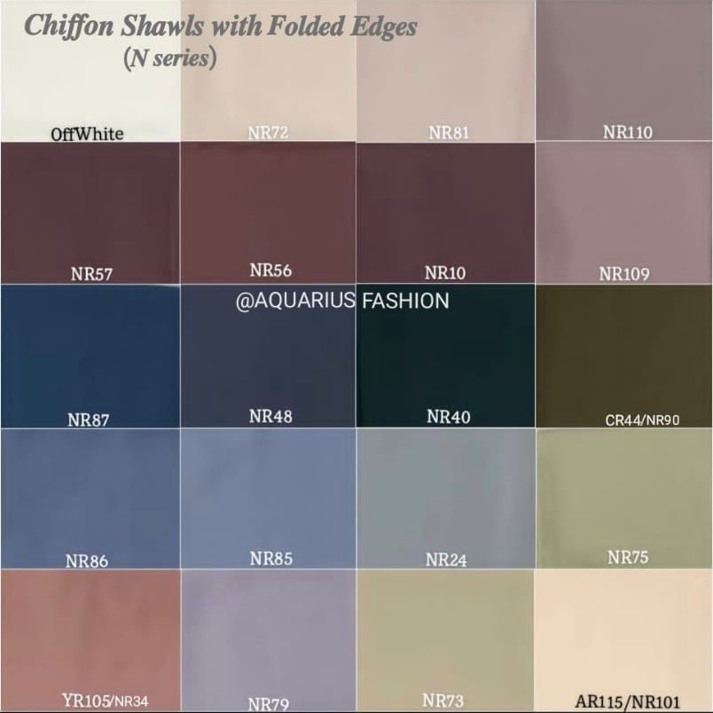 Folded Edge Chiffon Mandel Hijabs (N Colours) - SELECT YOUR COLOUR