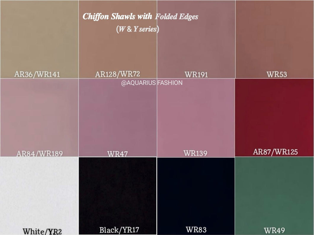 Folded Edge Chiffon Mandel Hijabs (W Colours) - SELECT YOUR COLOUR