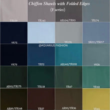 Load image into Gallery viewer, Folded Edge Chiffon Mandel Hijabs (Y Colours) - SELECT YOUR COLOUR
