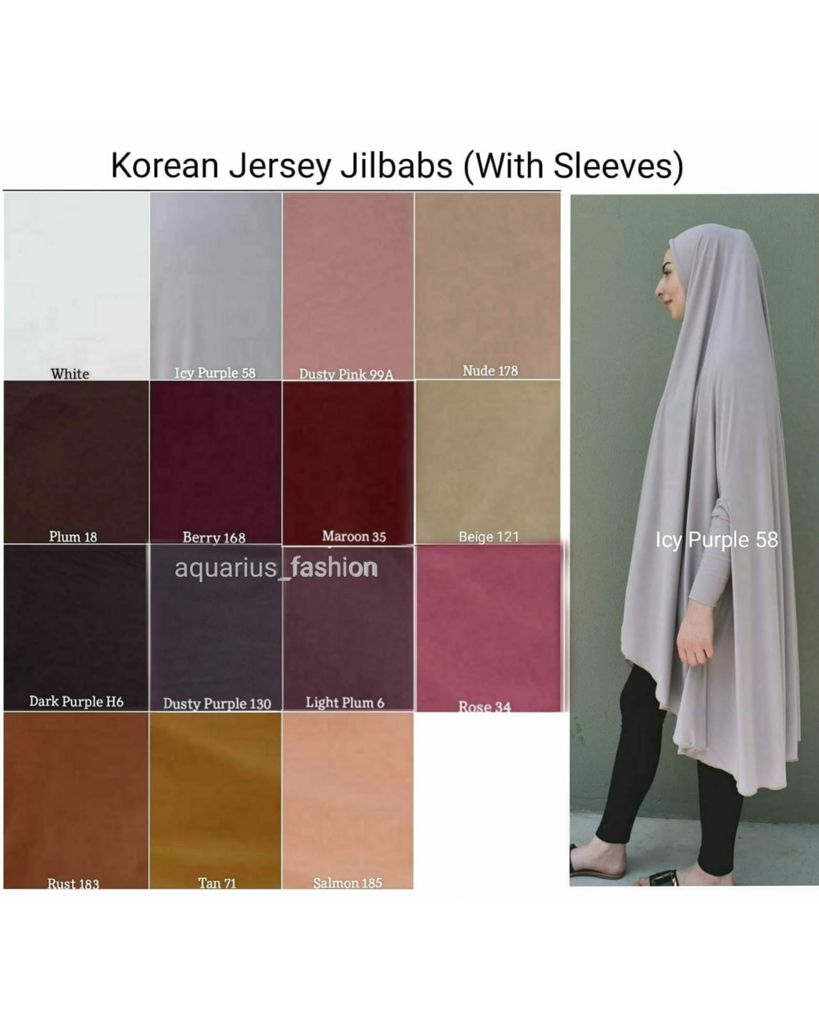 Jilbabs With Sleeves (Light Palette) - SELECT YOUR COLOUR