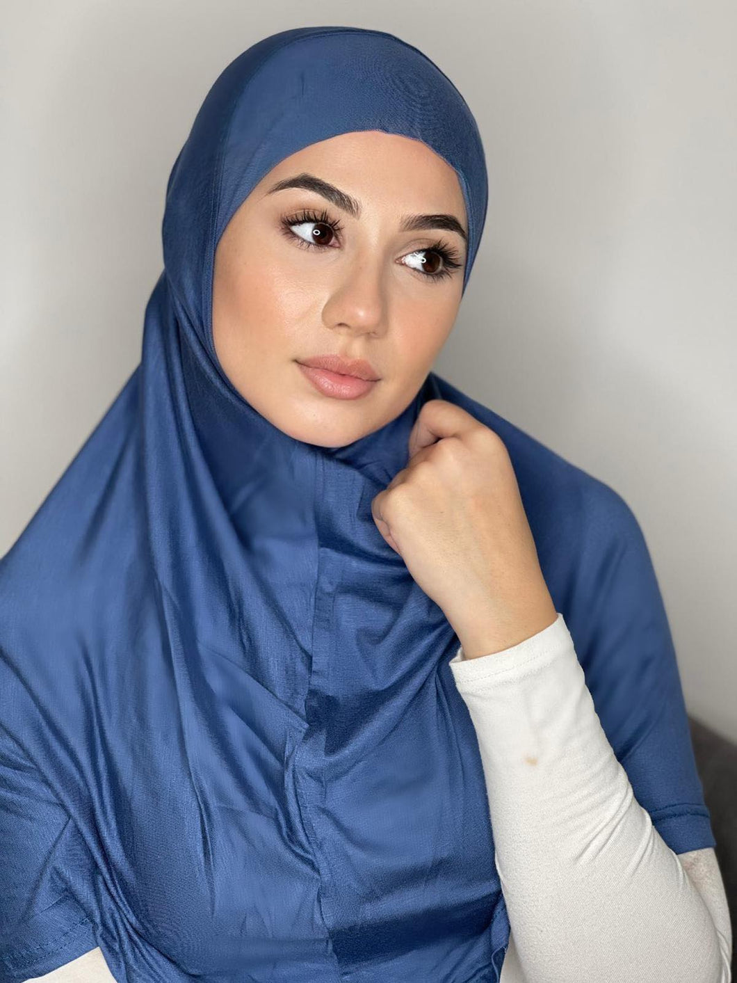 Blue One Piece Cotton Hijab