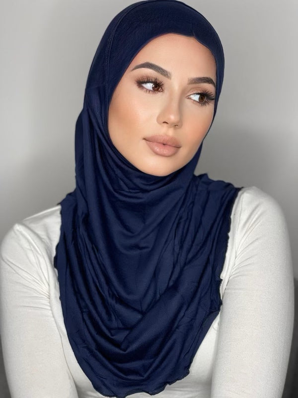 Navy Blue Zami One Piece Cotton Hijab