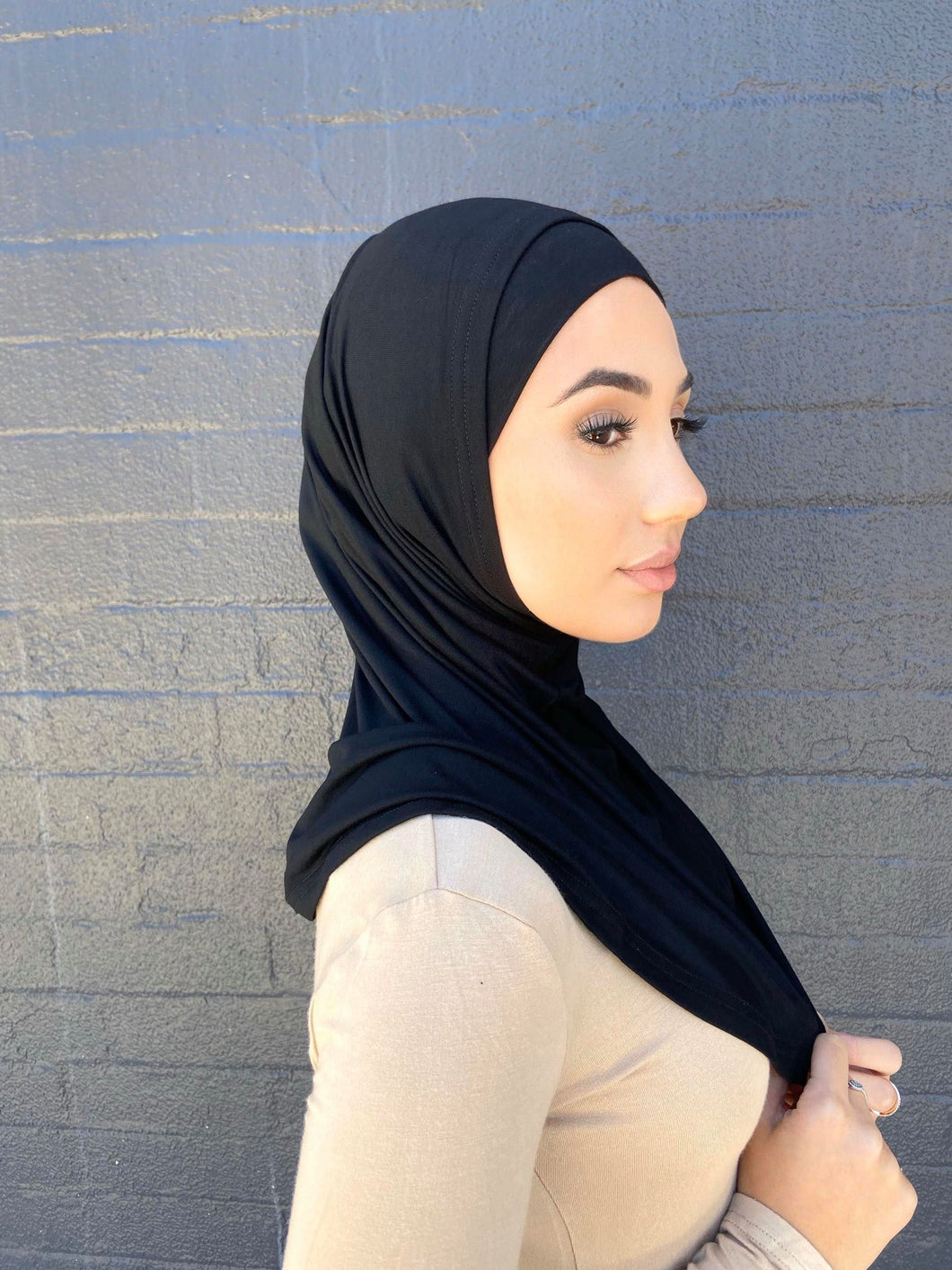 Black Two Piece Cotton Hijab