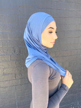 Load image into Gallery viewer, Light Jeans Blue Two Piece Cotton Hijab
