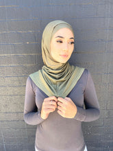 Load image into Gallery viewer, Khaki Green Two Piece Cotton Hijab
