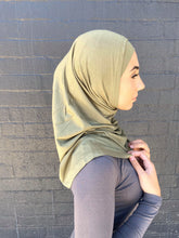 Load image into Gallery viewer, Khaki Green Two Piece Cotton Hijab
