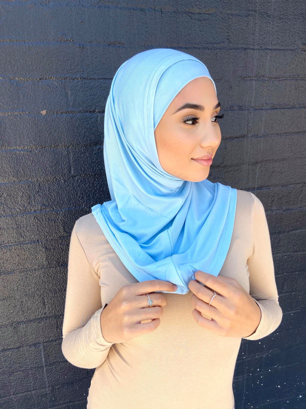 Sky Blue Two Piece Cotton Hijab