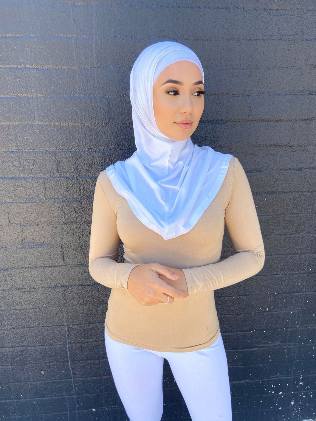 White Two Piece Cotton Hijab